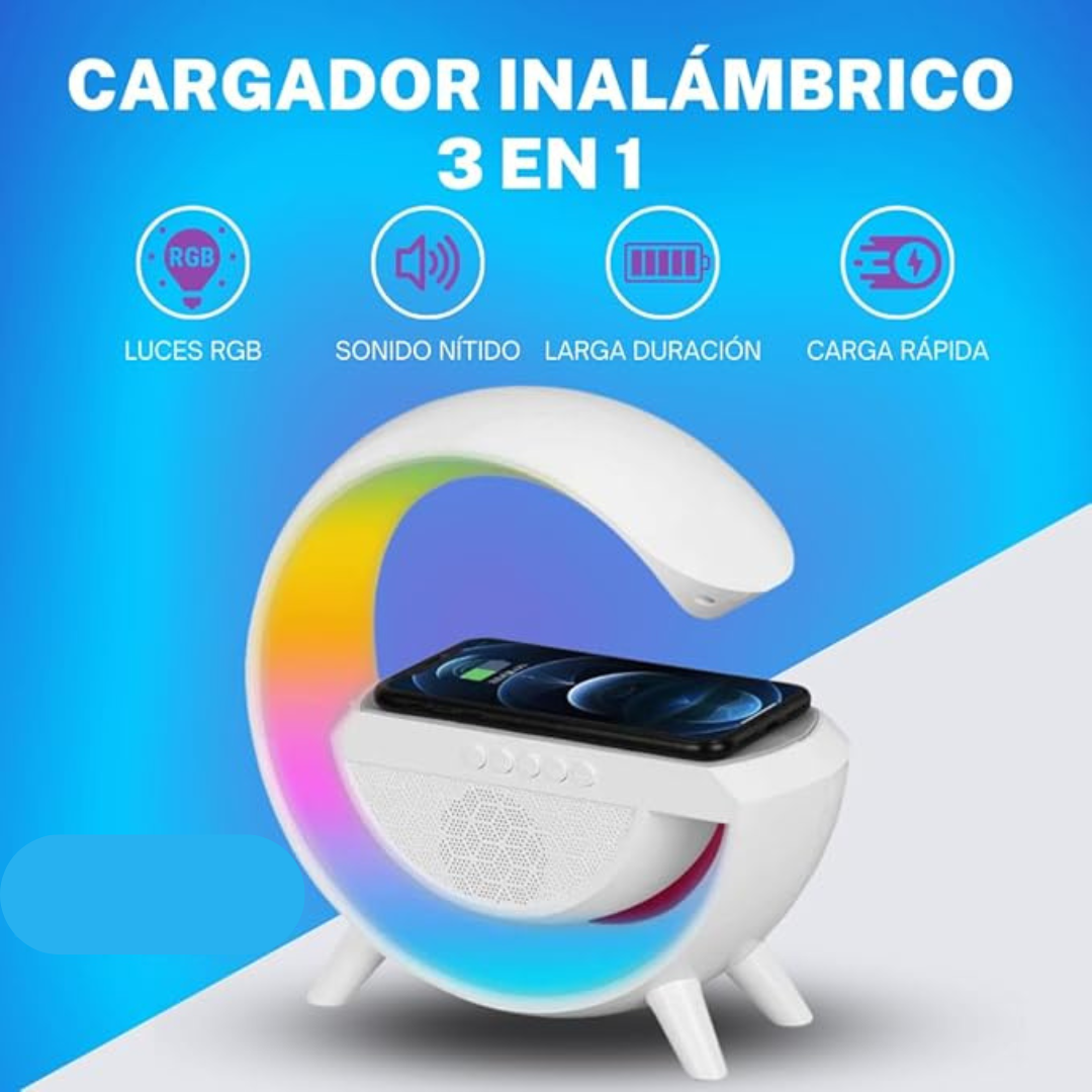 Altavoz Bluetooth G 3 en 1 + Cargador inalámbrico + Lámpara Led